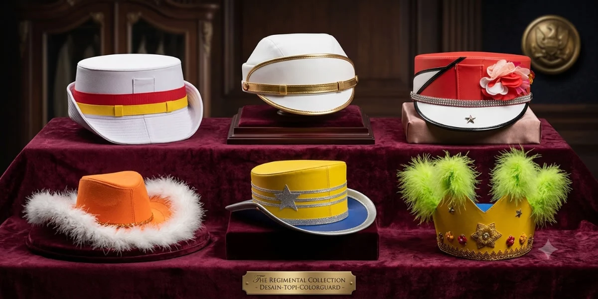 Katalog desain topi colorguard - penari drumband & marchingband
