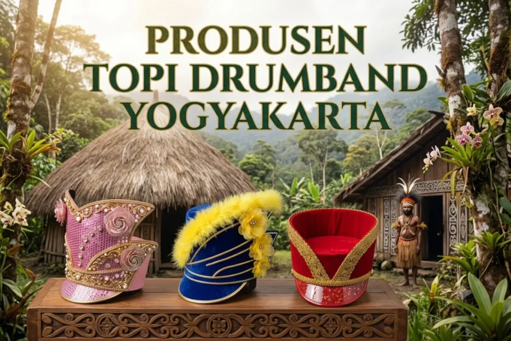 Jual topi drumband di Papua bahan premium untuk TK sampai SMA